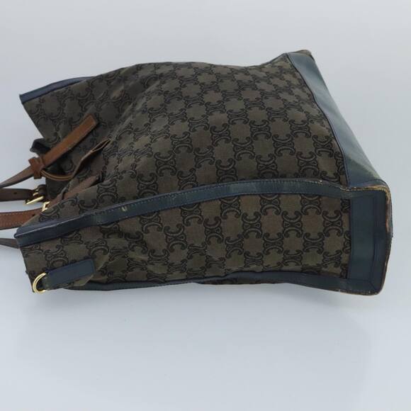 CELINE Paris Macadam Canvas Tote Bag Brown Navy Gold - Picture 4 of 16